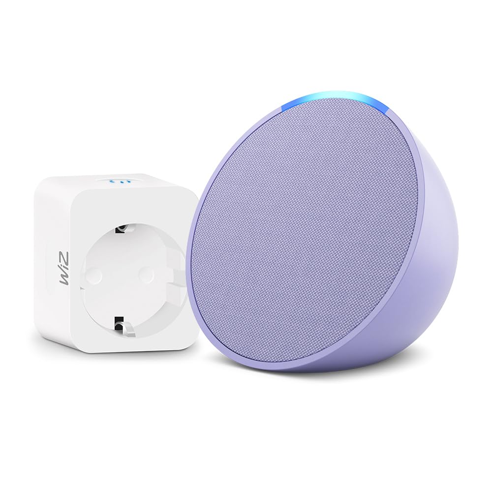 Echo Pop | Lavanda + WiZ Presa intelligente, compatibile con Alexa - Kit di base per Casa Intelligente