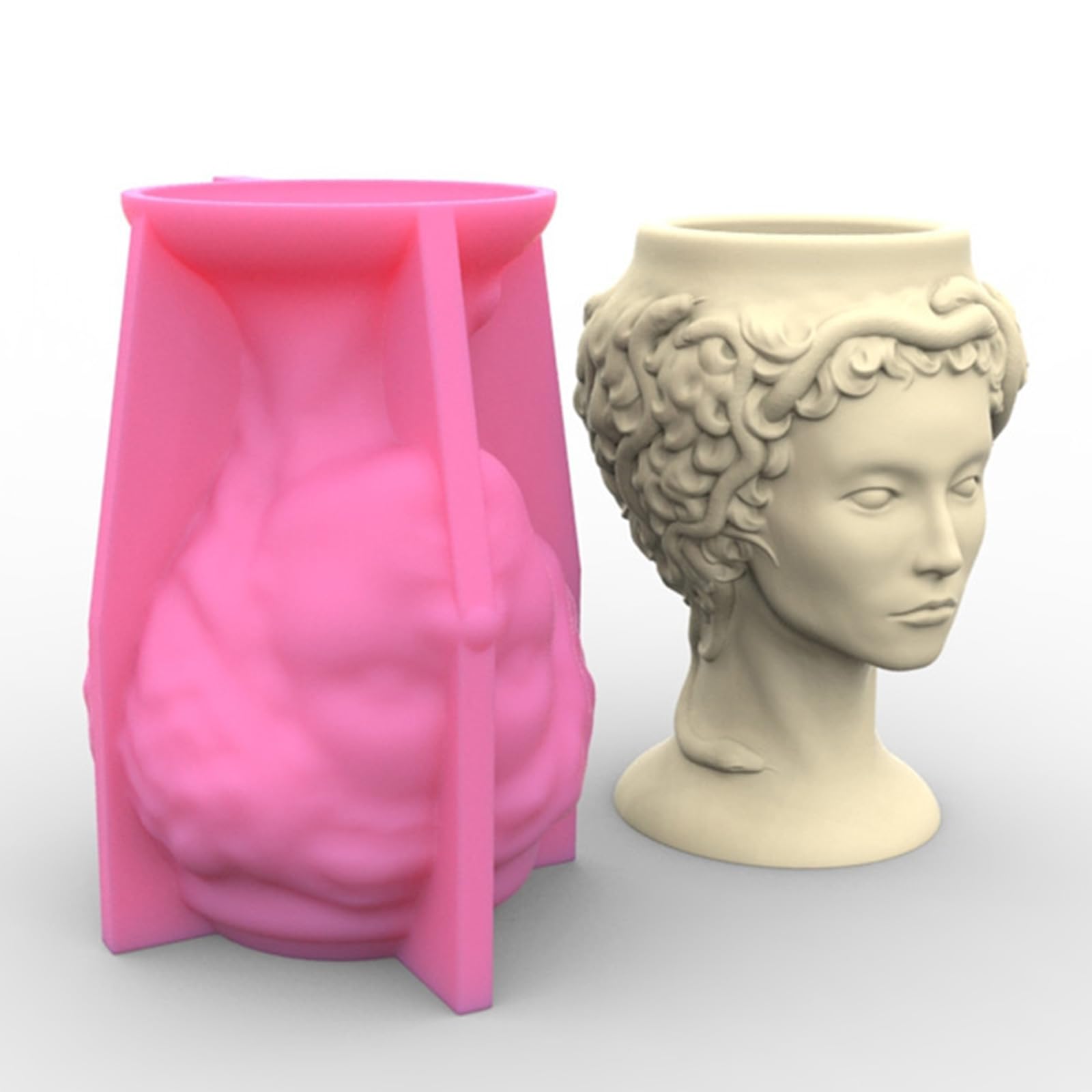 3D Lady Head Vaso da fiori in gesso Stampo in silicone resina epossidica Vaso succulento Portacandele in cemento Stampo portacandele per calcestruzzo resina cementizia