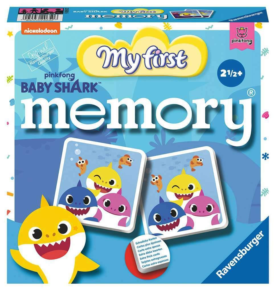 Ravensburger 20650 – Baby Shark Memory, Le Classique du Jeu pour Tous Les Fans de Babyshark, Jeu d'enfant pour 2 à 4 Joueurs à p