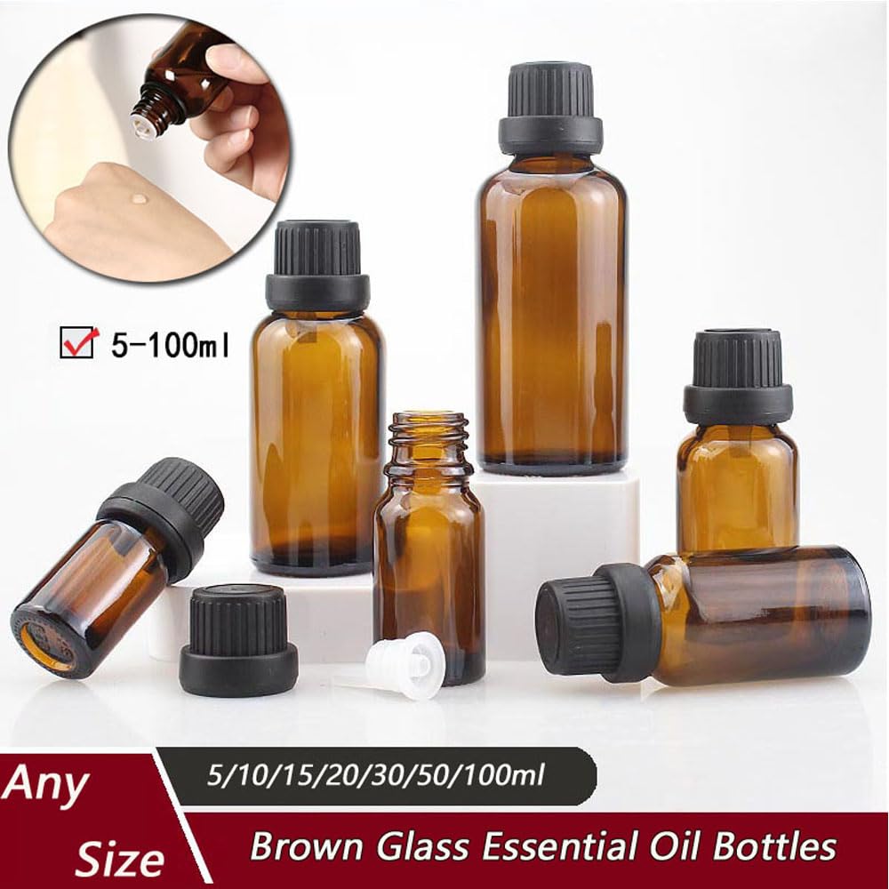 Leere bernsteinfarbene Glas-Tropfflaschen für ätherisches Öl, Parfüm, kleine Behälter, umgekehrt bemalt, Schnupftabakflasche mit Schraubverschluss, Aromatherapie, nachfüllbare Behälter (100 ml