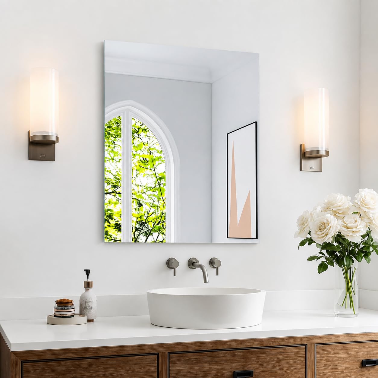 NEVEX LED Wall Mirror - Frameless Vanity Mirror with Light -16