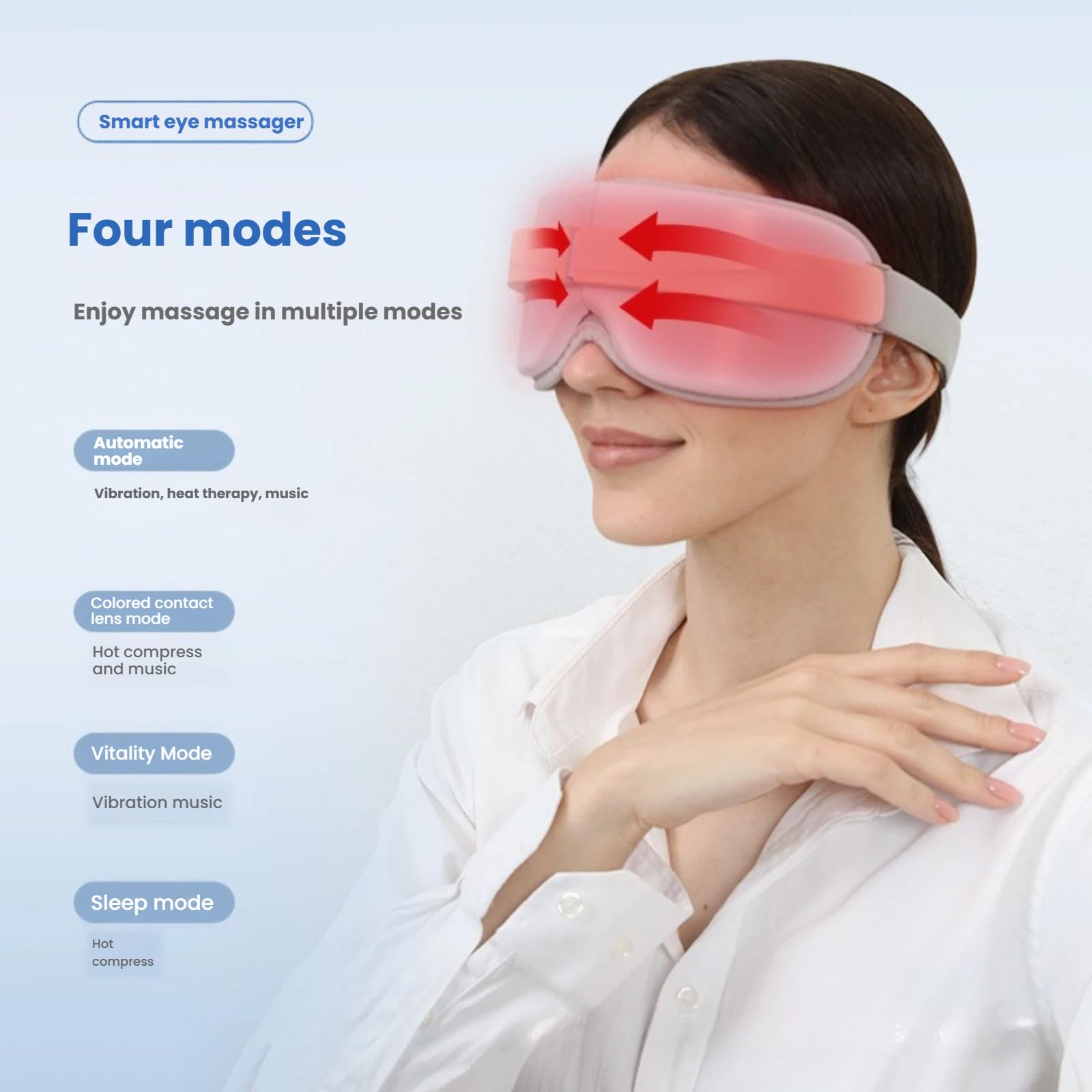 Masajeador de ojos inteligente con calor de grafeno, vibración y música integrada, dispositivo de masaje de ojos recargable plegable, máscara portátil para el cuidado de los ojos cansados, ojos secos