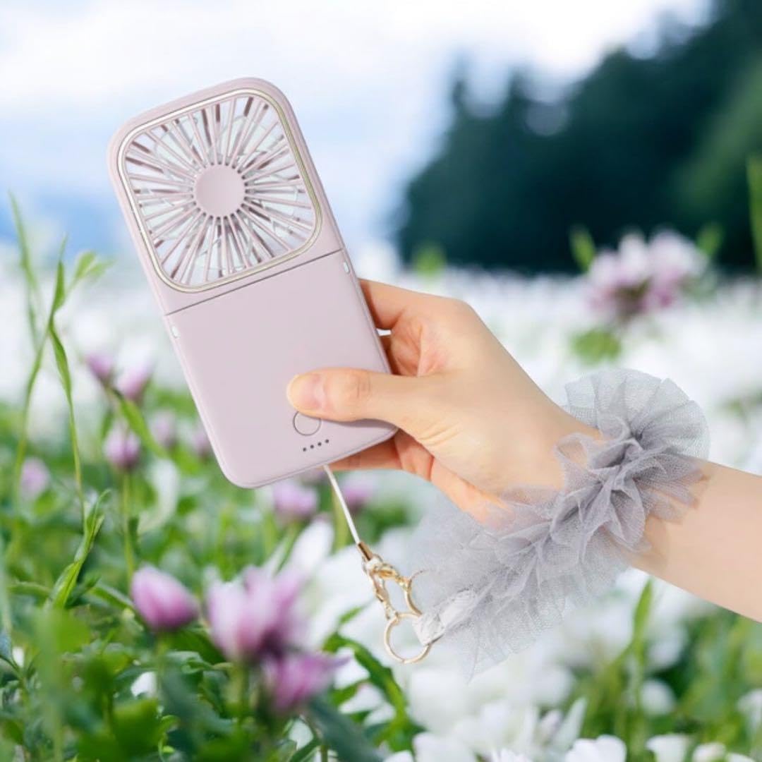 スマートフォン フレスマートハンディファンピンク＆ネックストラップチュール