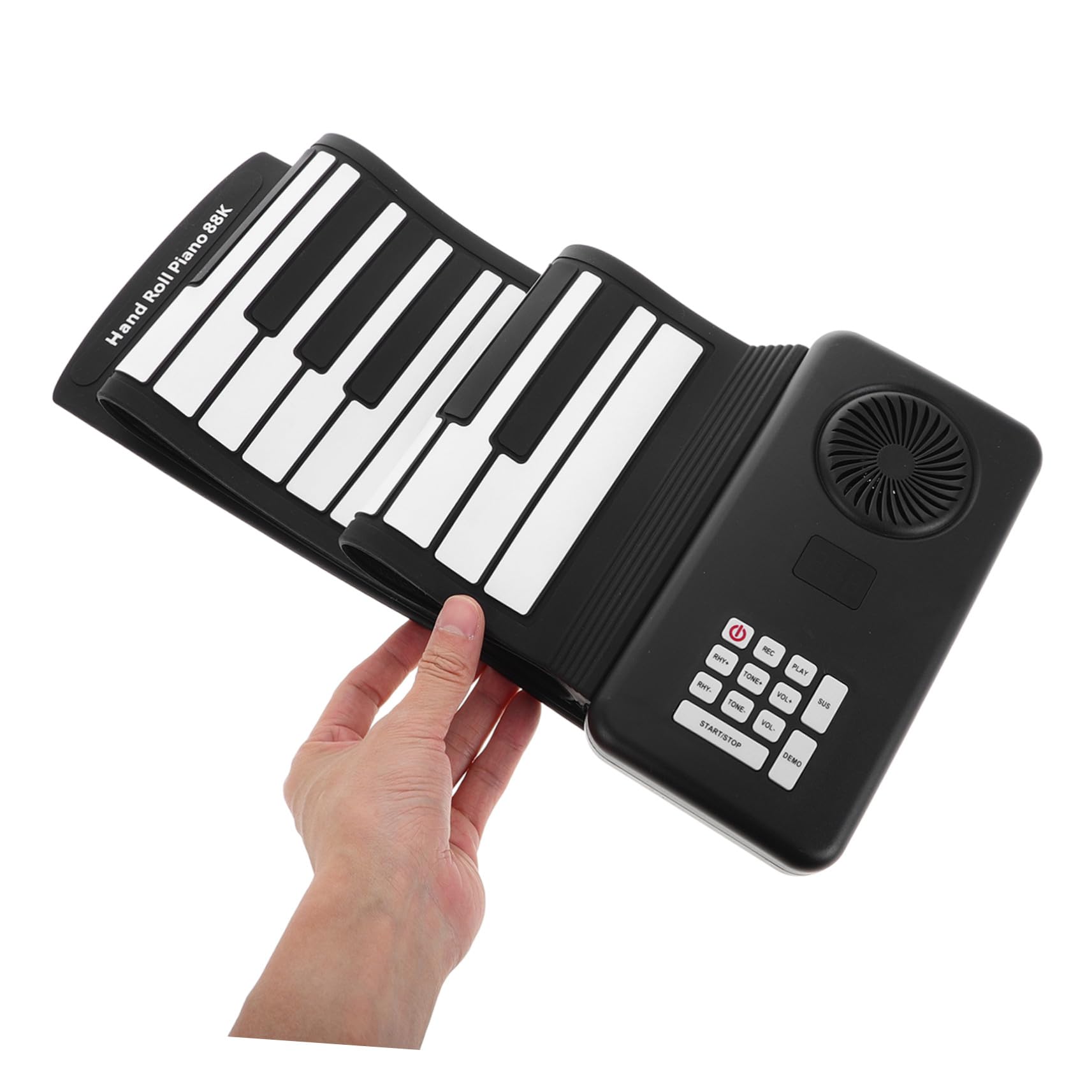 88-tasten Rolle Up Piano aus Silikon, Schwarz, Batteriebetrieben | Faltbar für Reise, mit Lautsprecher, USB Kabel im Lieferumfang, für Einsteiger
