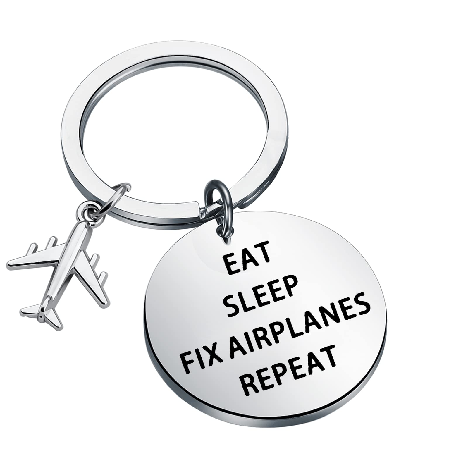 OKEYCHOKEYCH Airplane Mechanic Gift Eat Sleep Fix Airplanes Repeat Keychain Aircraft Engineer Jewelry Aviation Gift