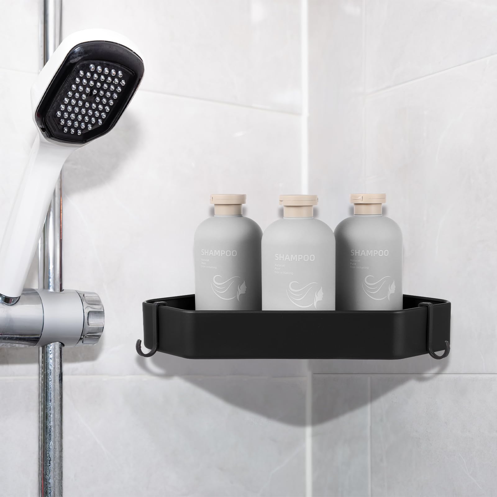 SUPVOX Estante de Esquina para Ducha Negro de Aluminio, Montaje en Pared
