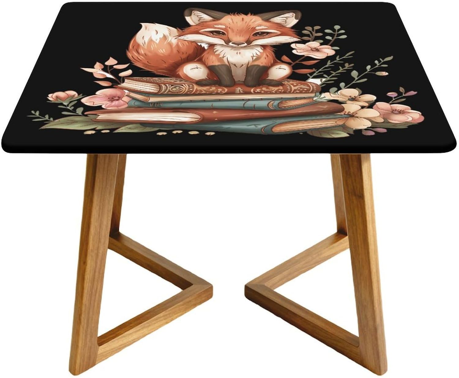 Fox with Books Floral Square Tablecloth Print Table Cloths Table Cover Wedding Party Holiday Decor