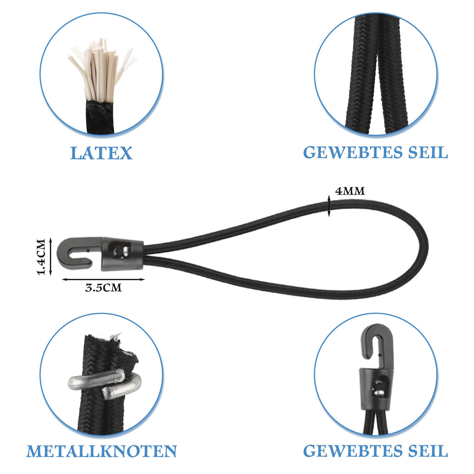 Bungee Cord Mit Haken 24er Set - Gummispanner Für Planen, Zelt & Camping