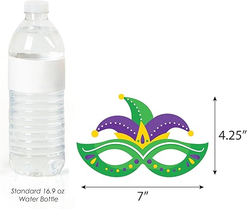 Miniatura 9 de Big Dot of Happiness Máscaras y gafas de Mardi Gras, kit de accesorios para cabina de fotos para fiesta de máscaras, 10 unidades
