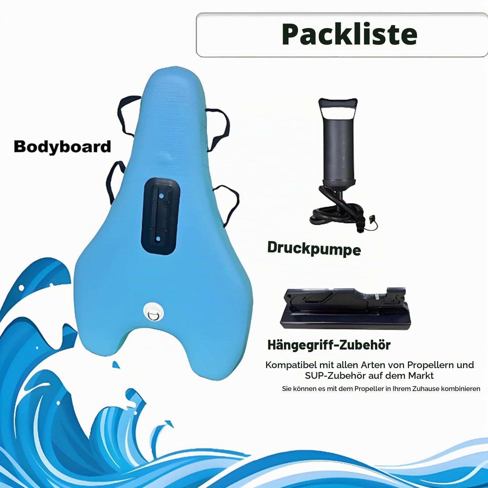 2-in-1 Unterwasser-Scooter + Bodyboard-Kit: bürstenloser 500-W-Druckstrahler, 3-7 km Geschwindigkeit, 9 Gänge, 360°-Griff – Ultimate Family Water Adventure 2025, NoScooter