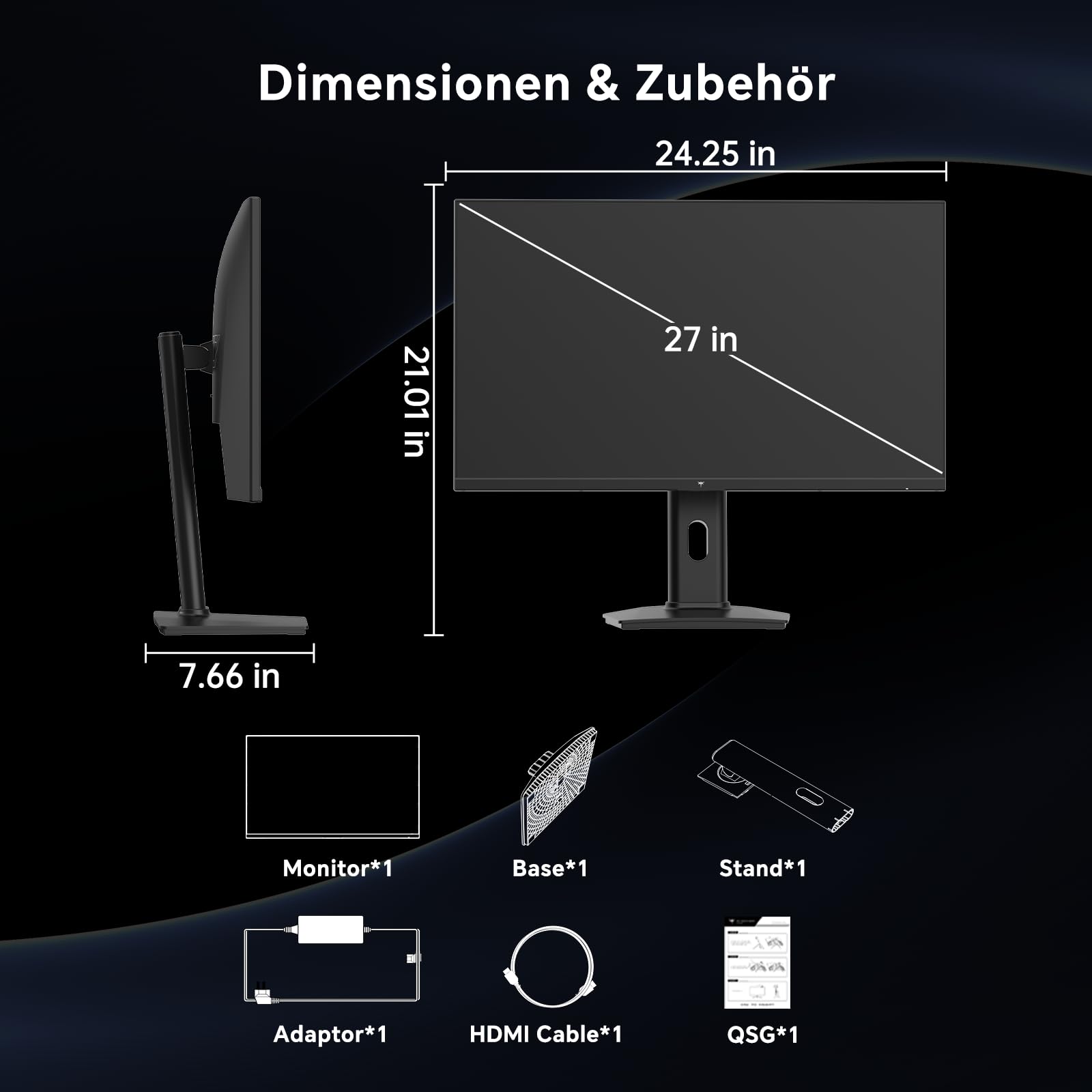 KTC 27 Zoll Gaming Monitor, FHD 1920×1080, 240Hz, Fast IPS, 1ms MPRT, Adaptive Sync, HDR10, 350 cd/m², 99% sRGB, 97% DCI-P3, ΔE<2, Höhenverstellbar, Pivot, VESA, H27F7