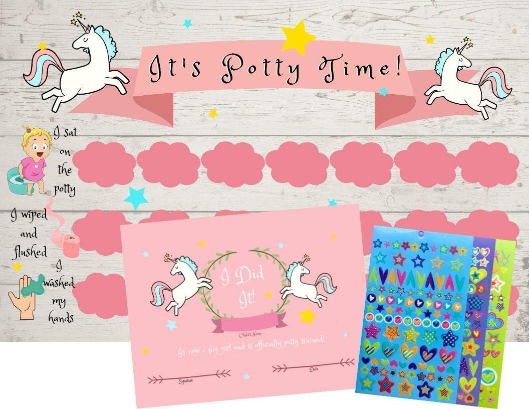 Ardour Van Potty Training Chart for Toddlers - 5 Week Reward Sticker Charts with 300 Heart and Star Stickers - 5 Large 11 x 17 Size