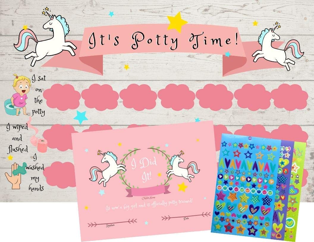 Ardour Van Potty Training Chart for Toddlers - 5 Week Reward Sticker Charts with 300 Heart and Star Stickers - 5 Large 11 x 17 Size