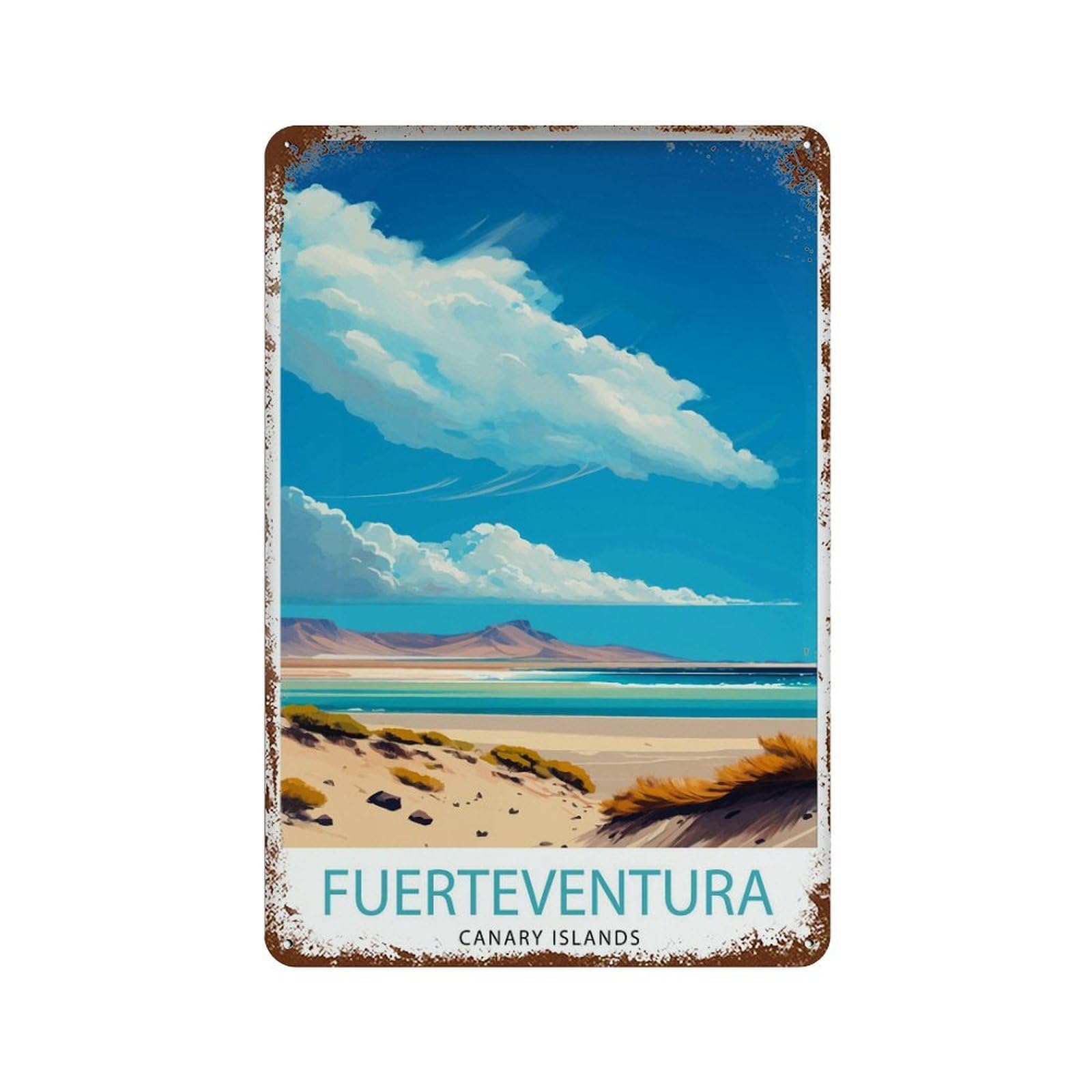 xiaoxiaoshen Fuerteventura Canary Islands Travel Spain Wall Decor Art Metal Tin Poster Modern Home Decor Art Home Bar Shop Decorations Vintage Sign 30x20cm