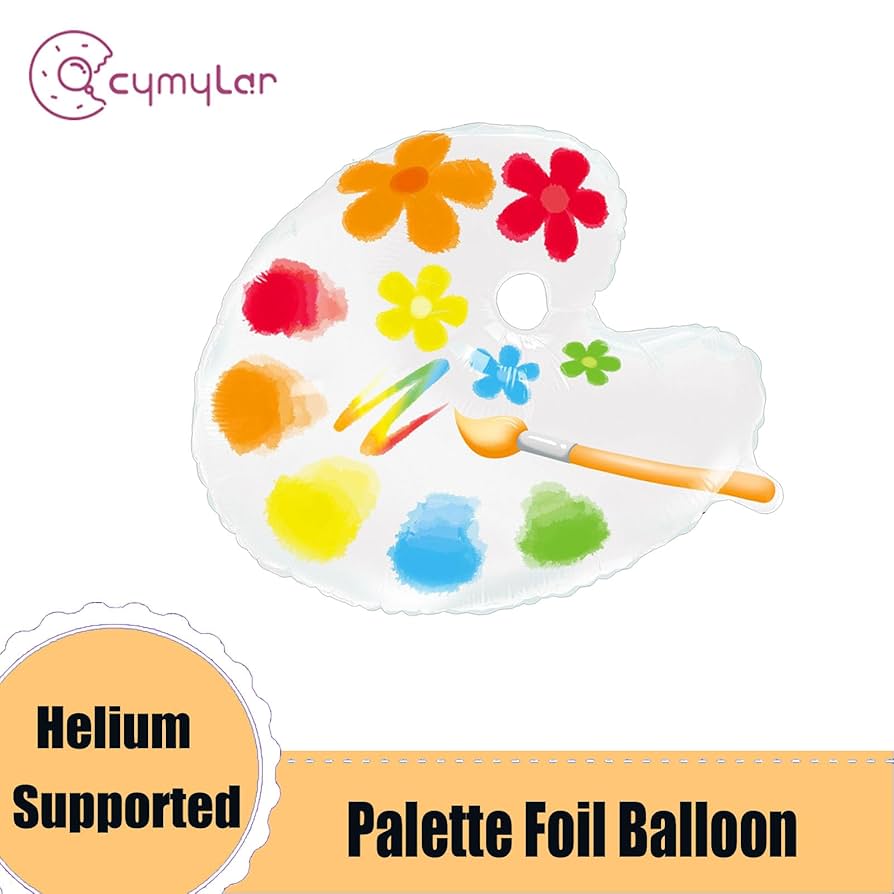 Kit Decoración Fiesta Arte - 7 Piezas Inflables Pinceles Y Paleta Colores