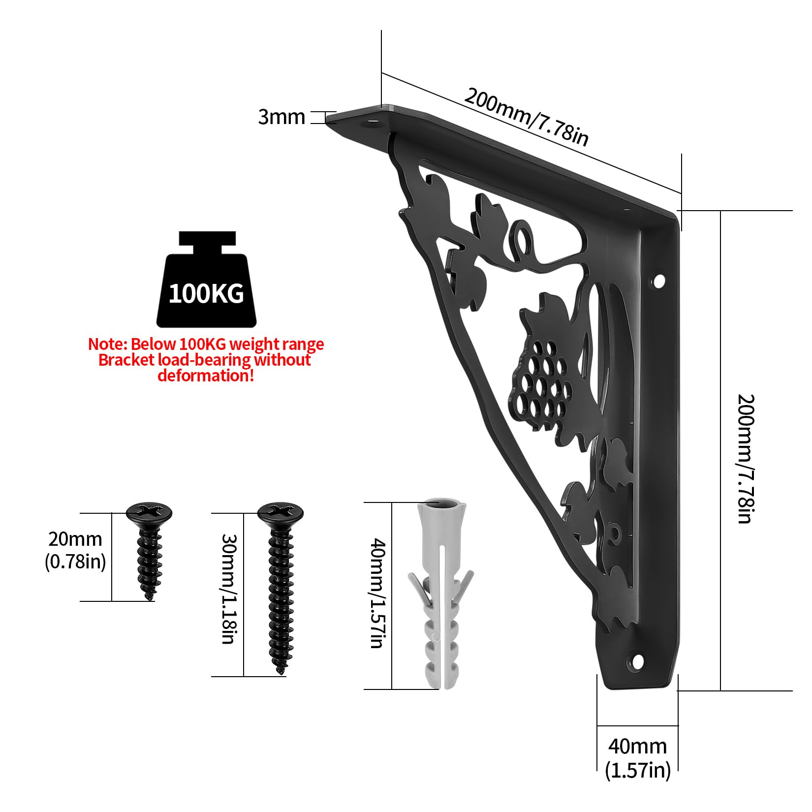 Lntyq 2 Pcs Equerre Etagere Murale Noir, Equerre Charge Lourde Supports Equerre Etagere De Fixation Etagere Murale Vintage Supports Detagere Murale A 90 Degres Metal Pour Meuble 90054004