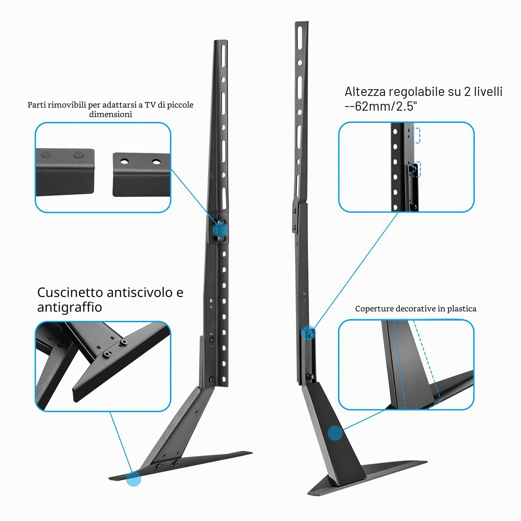Suptek Supporto Piedistallo TV per Schermi da 22 a 65 pollici LCD LED Plasma - Altezza Regolabile fino a 50kg VESA Fino a 800x400mm ML1760