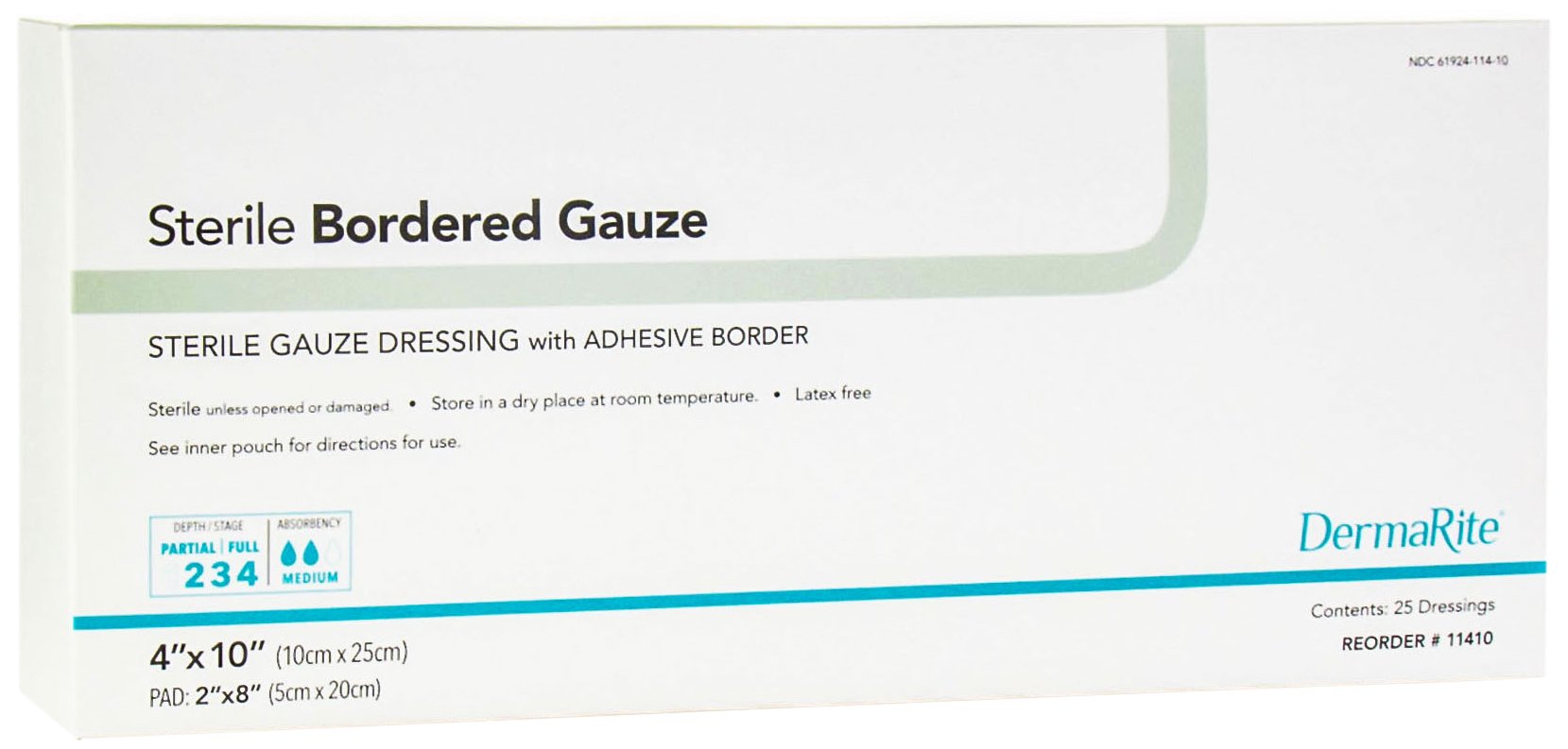 Dermarite Industries Sterile Bordered Gauze with Adhesive Border,