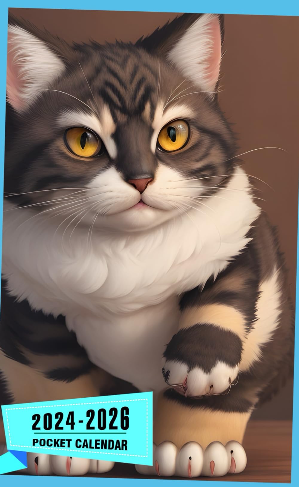 Pocket Calendar 2024 - 2026: Three-Year Monthly Planner for Purse , 36 Months from January 2024 to December 2026 | Chunky fury cat | Big eyes | Short legs