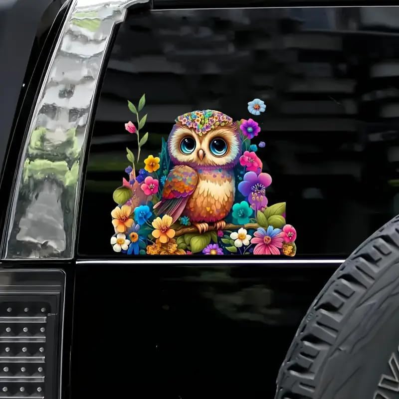 Owl Bird Flower Floral PVC Vinyl Car Decals Stickers Waterproof Self-Adhesive Decals for Cars, Laptops, Trucks, Motorcycles Wall Window Luggage Scratch Cover Door Decor Sticker - Image 3