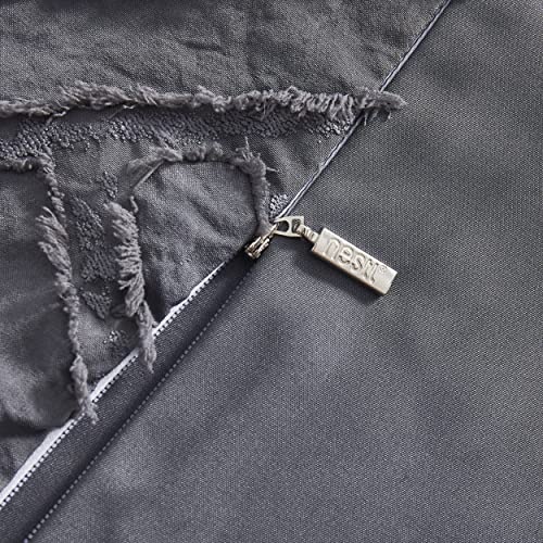 Image of Nestl Boho Duvet Cover King Size - Boho Bedding King Duvet Cover Set, 3 Piece Tufted Grey Duvet Cover King with Zipper Closure, 1 King Size Duvet Cover Set 104x90 Inches and 2 Pillow Shams