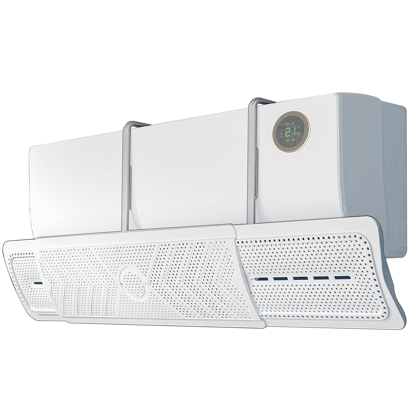 WUXTOKV Air Conditioner Deflector, Air Register Deflector, 24-36 in Retractable, ABS, 180° Adjustable Panel, No Drill Hook Mount