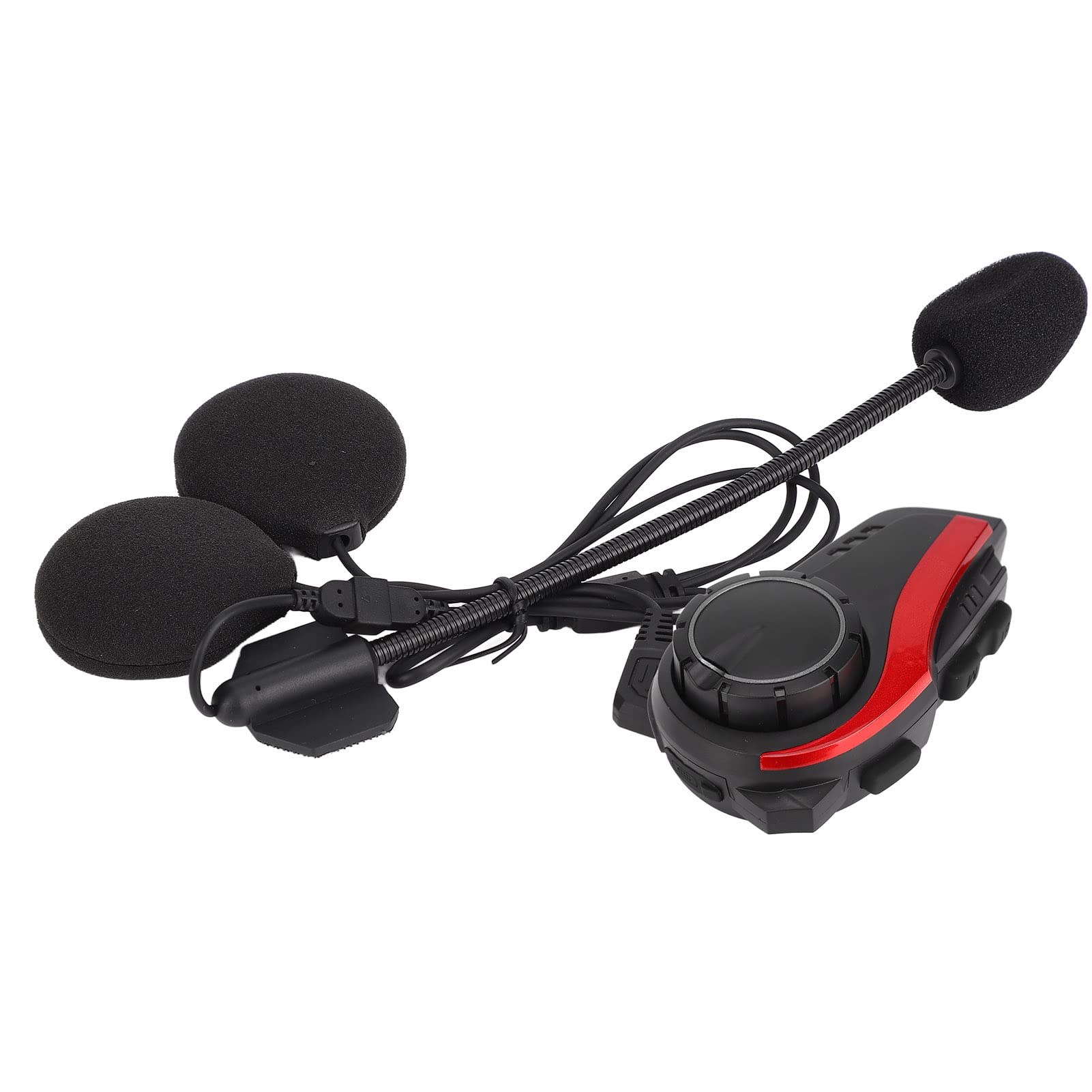 Bewinner Auriculares Bluetooth para Moto con Chip 5.0, Reducción de Ruido IP65 a Prueba de Agua, Intercomunicador de Alcance de 1000 M, Manos Libres Estéreo HiFi para Casco (Rojo)