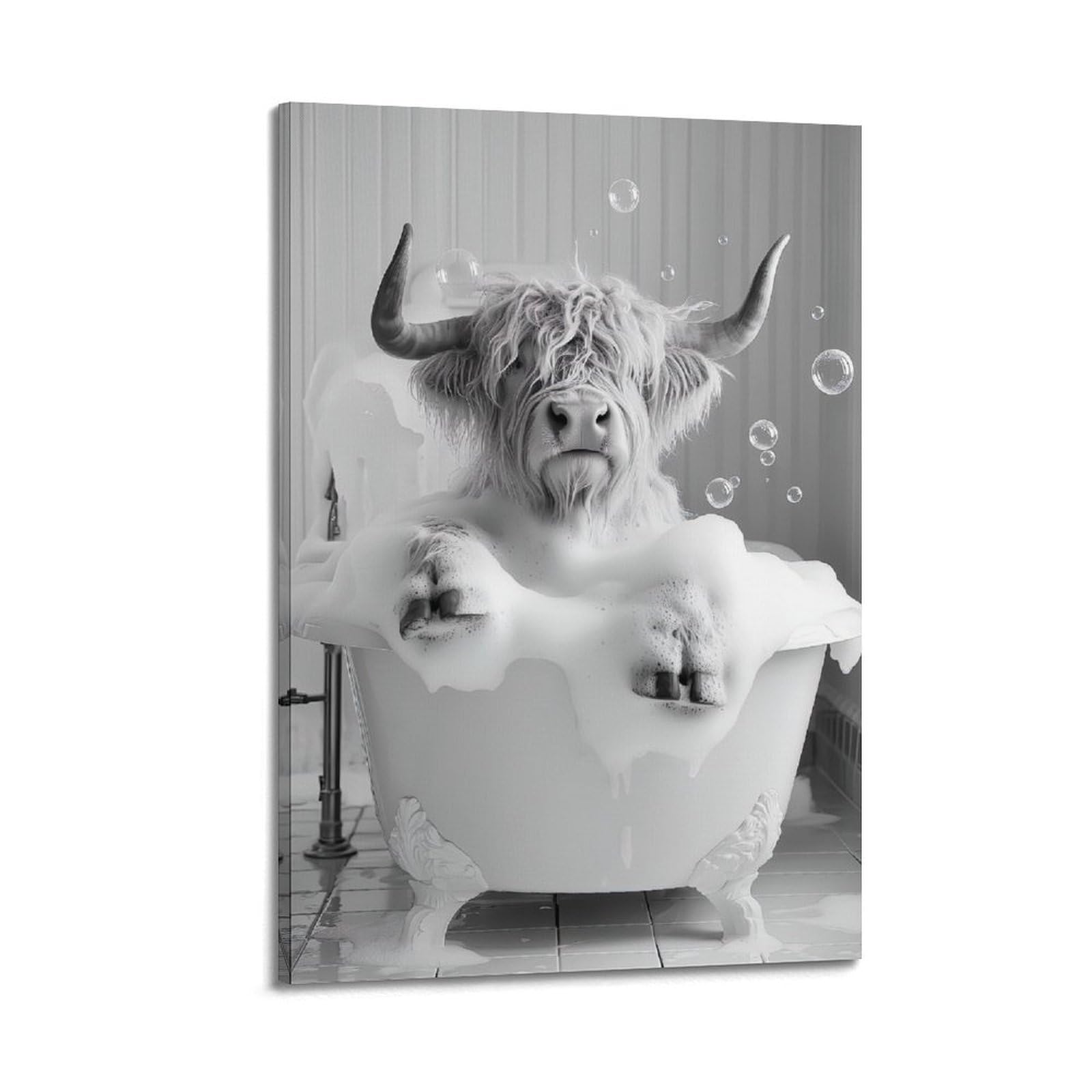 ESTE Highland Cow Bathroom Funny Artwork Poster Decorative Painting Canvas Modern Art Picture 24x36inch(60x90cm)