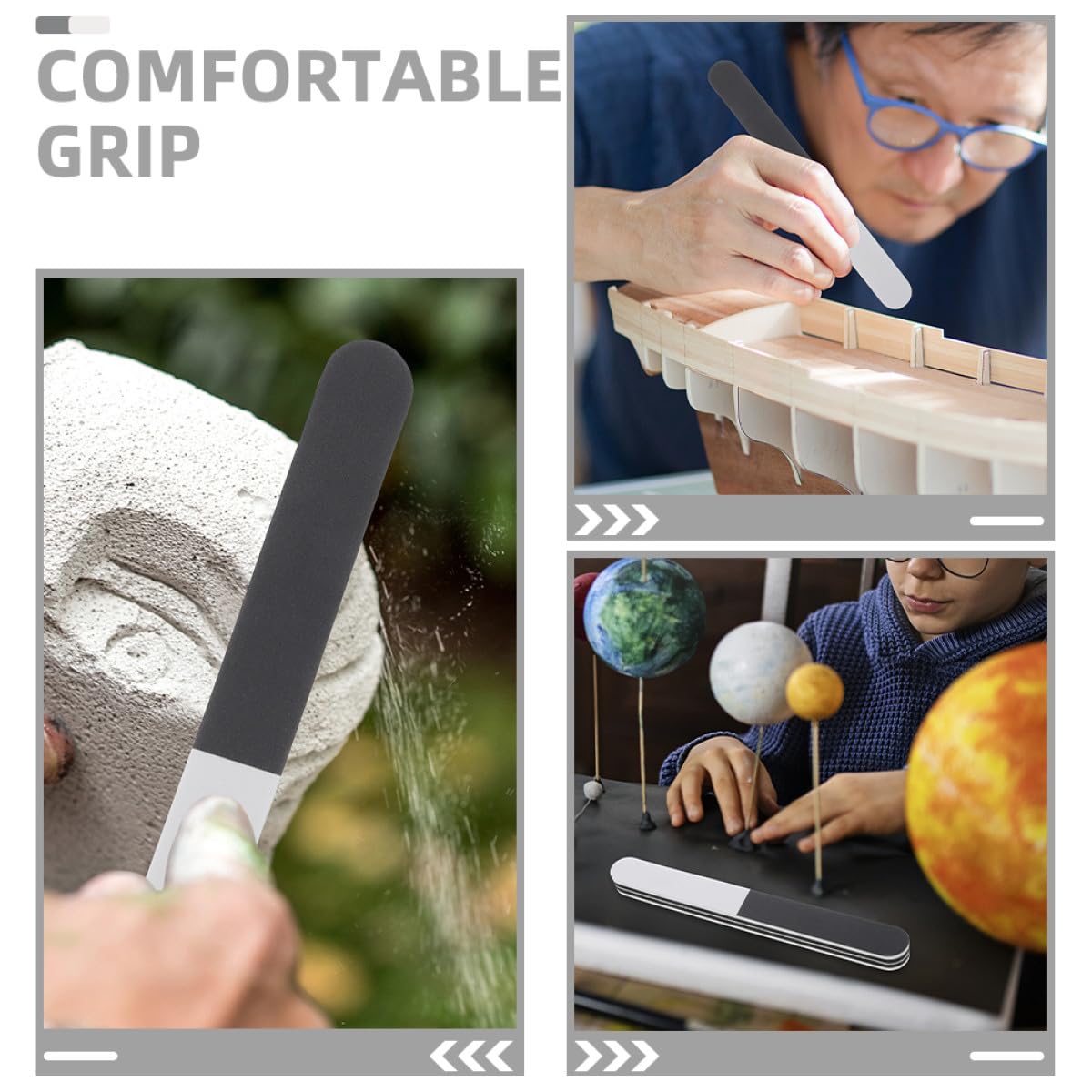 INOOMP Bastoncini Abrasivi in Eva per Modellismo 6 Pezzi Design a 3 Lati per Levigatura e Finitura Superficie Liscia e Funzionalità di Lucidatura
