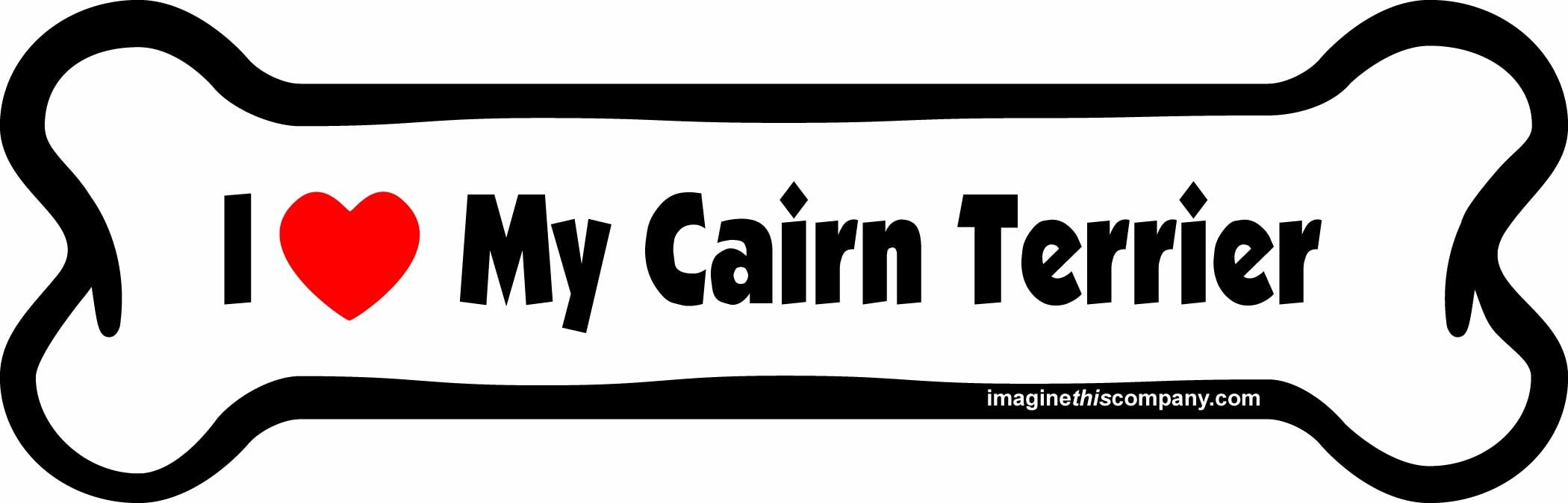 Imagine This I Love My Cairn Terrier Bone Car Magnet, 2-Inch by 7-Inch