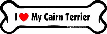 Imagine This Company I Love My Breed Bone Shaped Pet Magnet; Removable Magnets for Cars, Fridges, Lockers & More, Stylish Pet Inspired Car Accessories, 2 x 7 inches, White/Black, Cairn Terrier