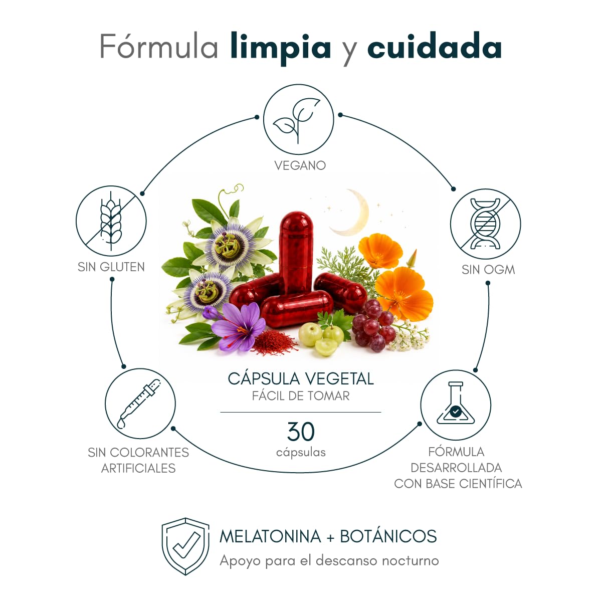 AORA Noche - Cápsulas para Dormir 30 unidades | Sueño Profundo y Reparador | Antioxidante y Antiedad Natural | Azafrán, Valeriana, Vitamina B6 y Resveratrol
