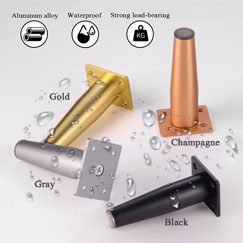 Genérico 4 Patas Cónicas Rectas De Muebles, Patas De Repuesto De Aluminio De Mediados De Siglo para Sofá, Armario, Mesa, Silla, Armario, Otomana, Proyectos De Bricolaje(Champán,25cm/9.8in)