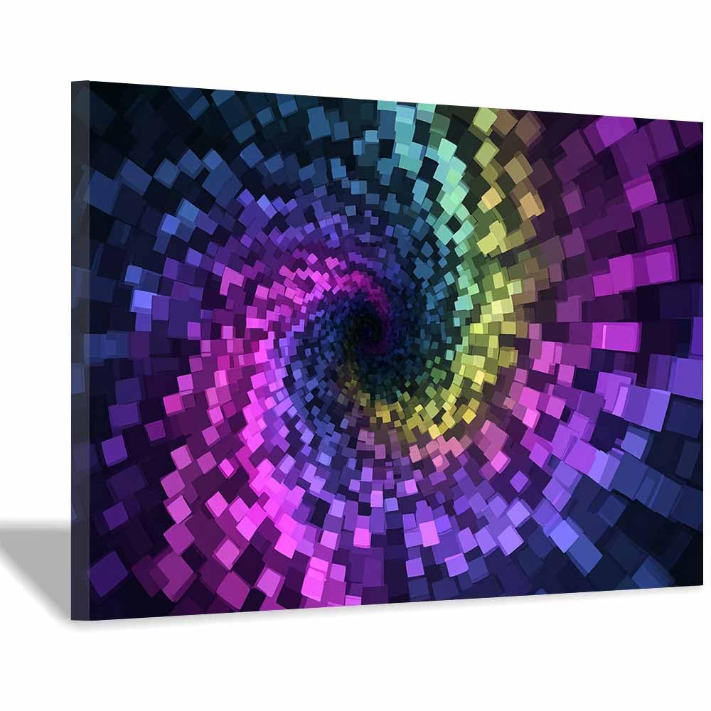 WUFIEA Ogólny abstrakcyjny obraz na płótnie kolorowy blok wir do salonu sypialni biura dekoracja (fioletowy; 23) - 60 x 80 cm oprawiony