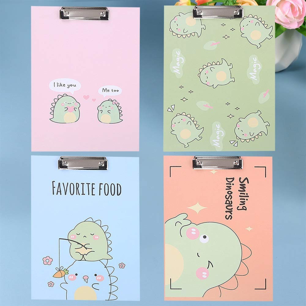 Zwischenablage für Bürobedarf 4Pcs A4 Cartoon Zwischenablage Profil Clip Hartfaser- Papierhalter Multifunktionsschreib Memo-Ordner for Schule-Büro Haltbarer Clip mit niedrigem Profil
