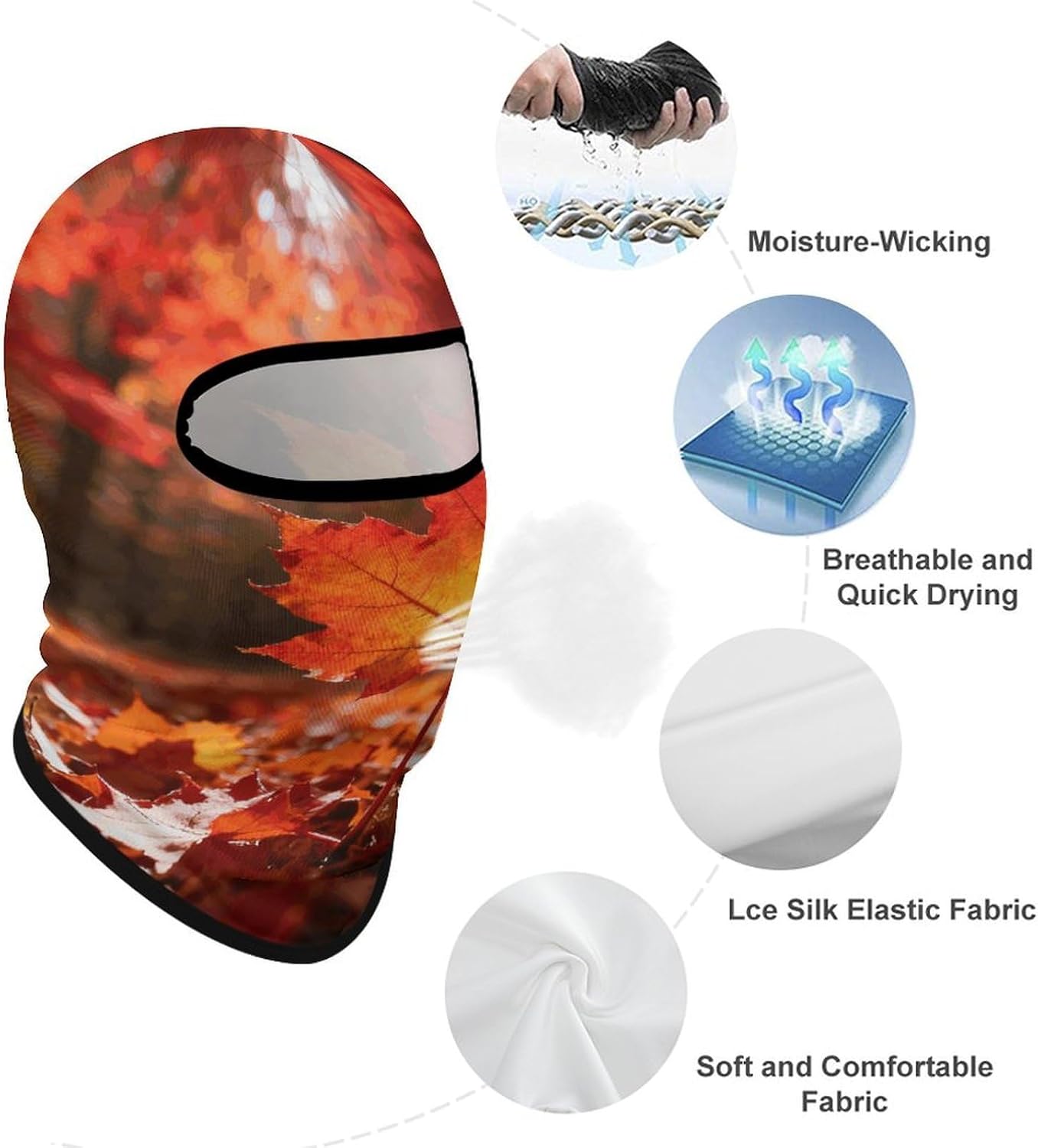 Fall Maple Leaves Ski Mask Breathable Shiesty Full Face Masks Cold Weather Thermal Balaclava Personalized Sun Protection Hood for Motorcycle Football Cycling