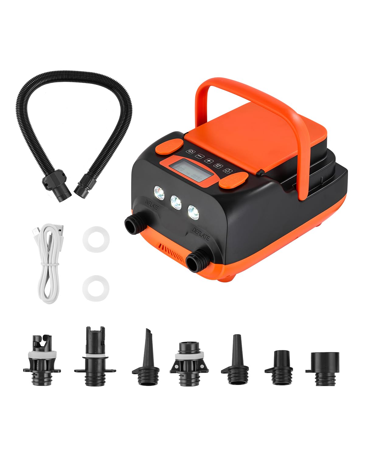 VEVOR Paddleboard Pumpe mit USB-Ausgang, zweistufige elektrische SUP-Luftpumpe mit automatischer Abschaltung & LED Licht, Aufblasen & Entleeren ideal für aufblasbare Paddleboards Zelte