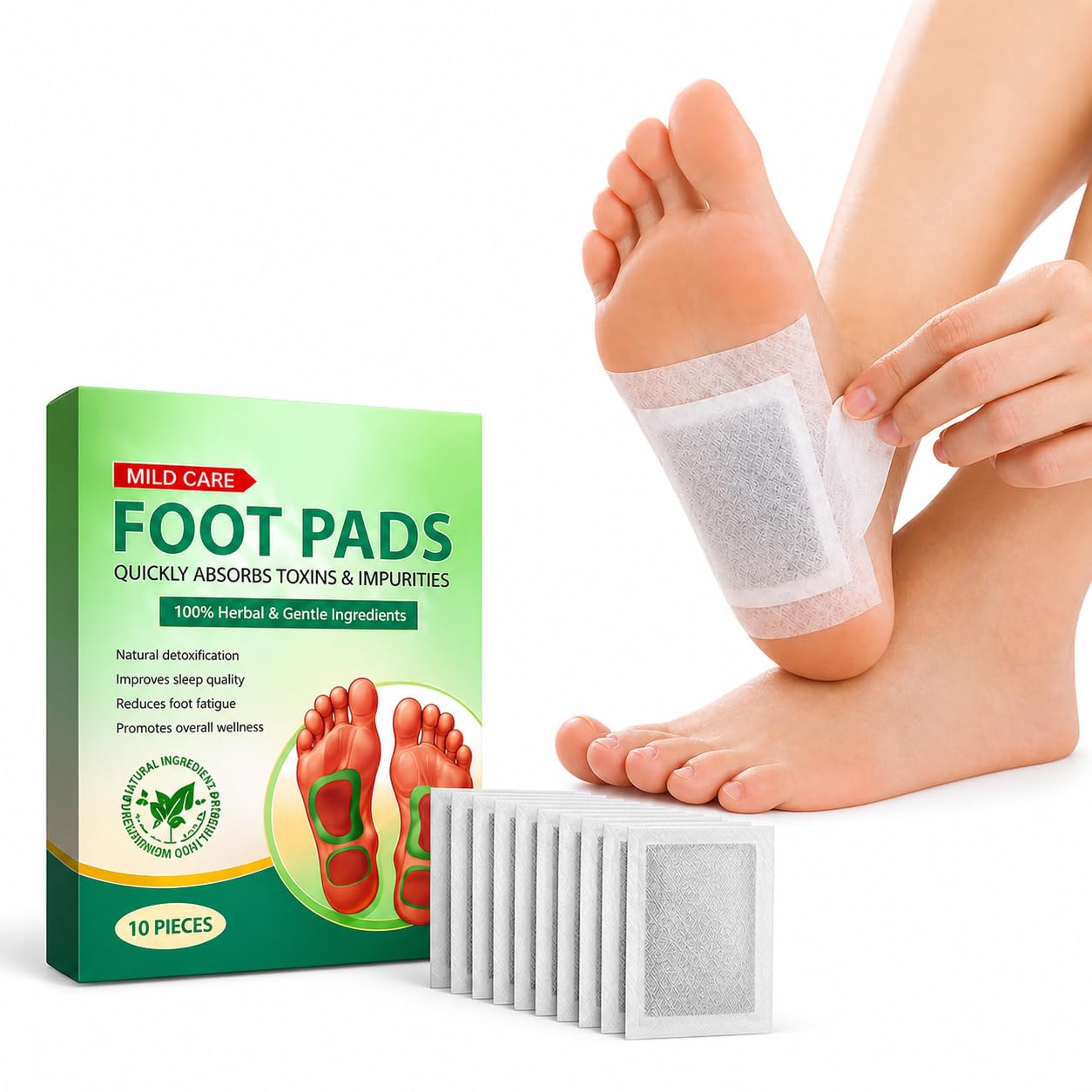 Herbal Foot Detox Patch for Sleep Aid & Relaxation | Natural Bamboo Vinegar Pads with Gentle Ingredients for Pain Relief, Foot Freshness, Toxin Removal & Massage Therapy, 10 Pads-image-14