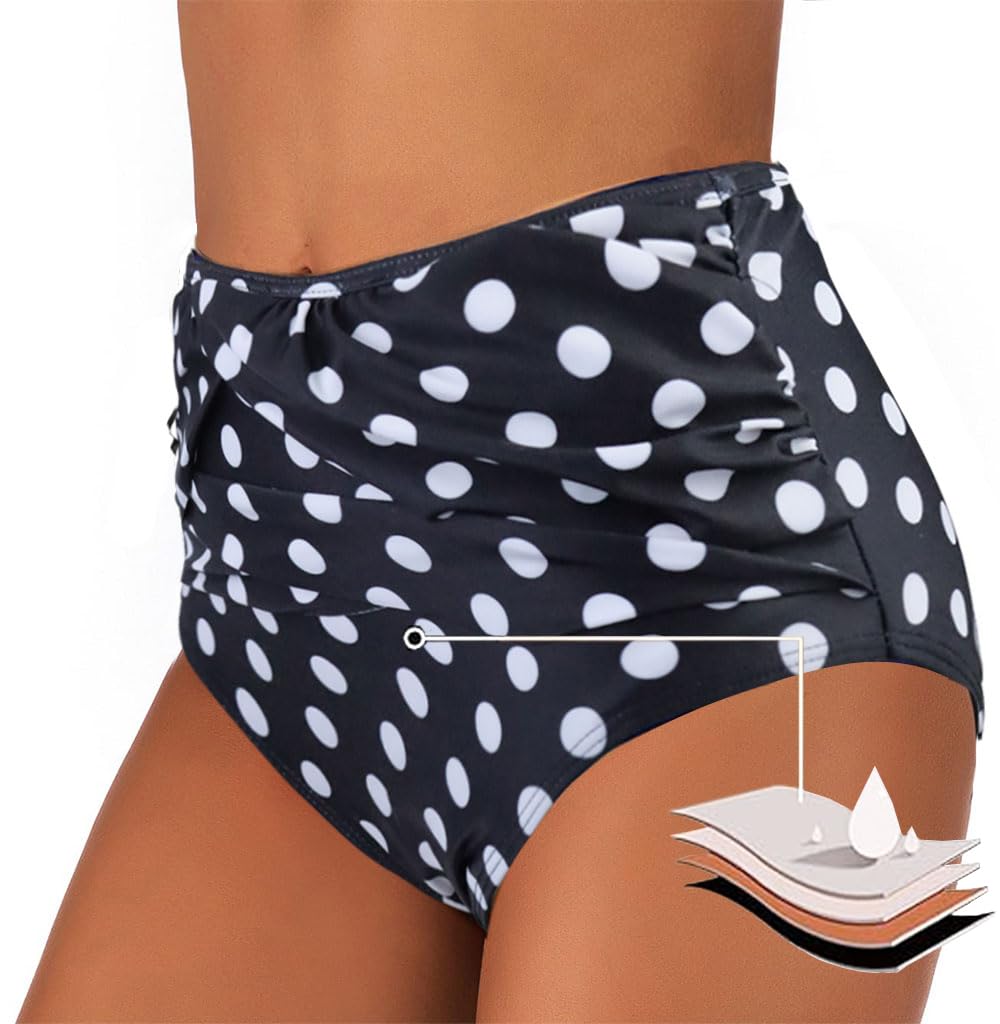 Rayson Braga de Bikini para Mujer Braguita de Bikini Cintura Alta Ruched Elástica Parte de Abajo Bikini Interior Pantalones de Playa de Gran