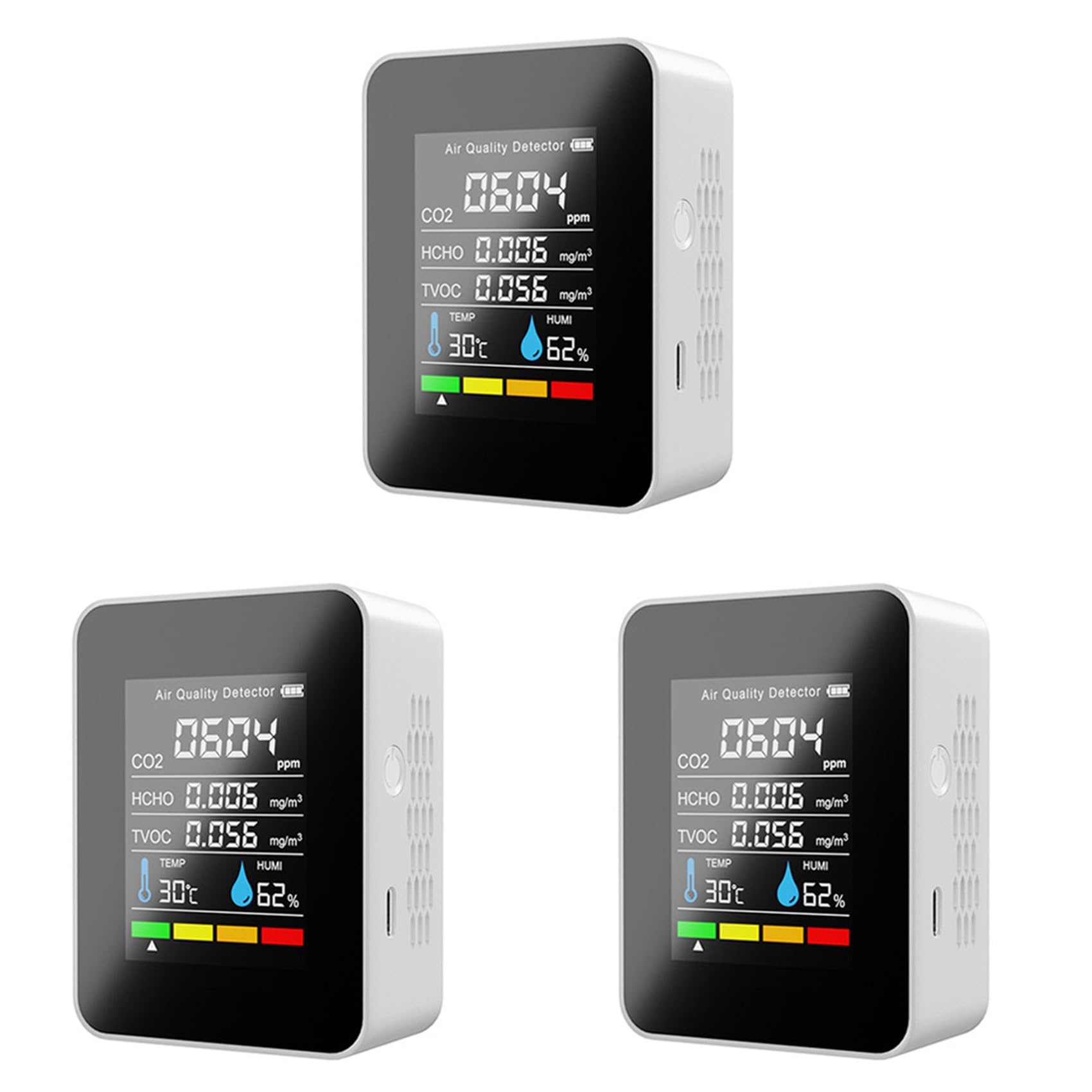 Jnchdghwa 3X 5 In1 CO2 Meter Digital Temperature Humidity Tester Carbon Dioxide Detector Air Quality Monitor TVOC HCHO Analyzer-B