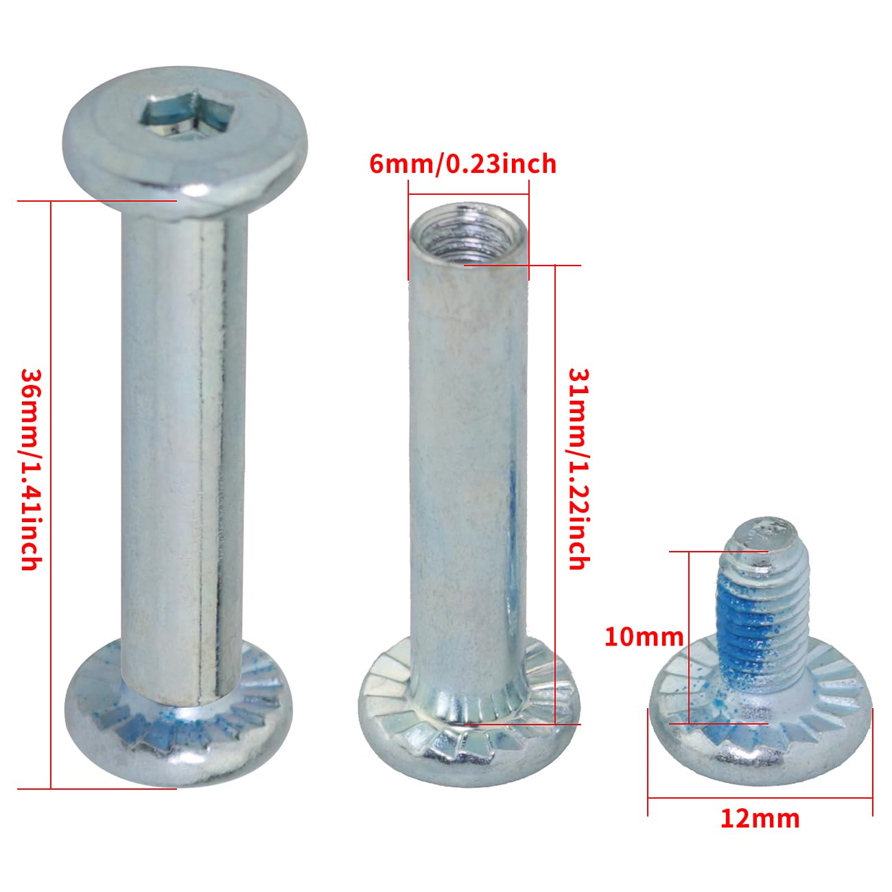 FMHXG 10PCS Wheel Skate Piercing Spike Hexagon Socket Head Screw Skates Skate Piercing Spike Medium Bearing Double Sided Male and Female Spike Skate Inline Skate Wheel Axle Roller Blade Bearing