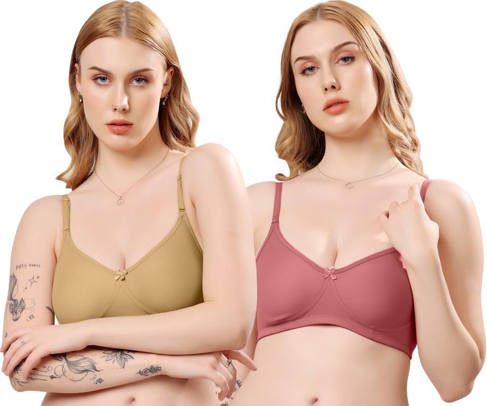 Image of London Hills Regular Bra for Women Everyday Non Padded Wire Free Mid Coverage Cotton Blend