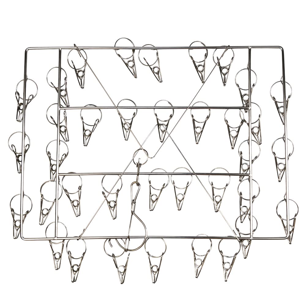 Ram® Metal Sock Hanging Clothes Dryer Rack Hanging Underwear Clothes Socks Dryer With 36 Pegs, Silver - Image 4
