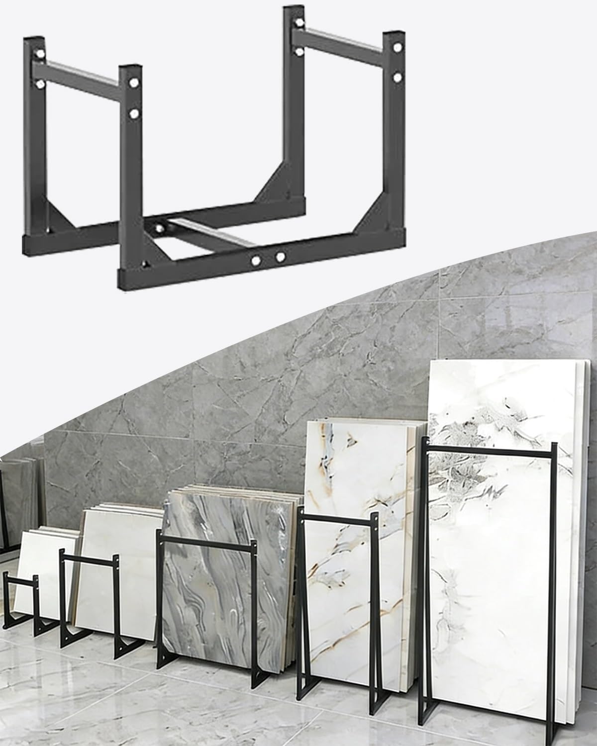 Banco di mostra del campione delle mattonelle di forma di U per il materiale da costruzione, scaffale dell'organizzatore di stoccaggio di forniture d'arte,