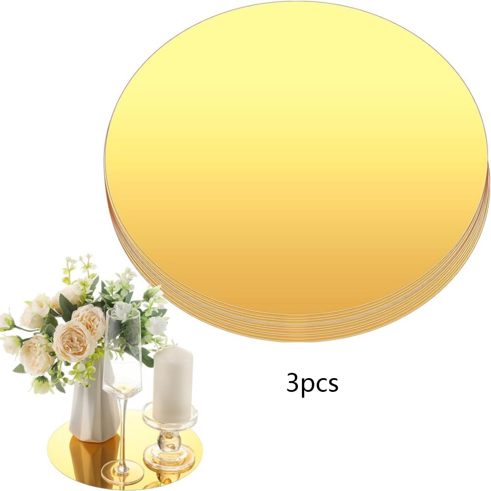 MagiDeal 3 Pezzi Vassoio Specchiato Rotondo Oro Acrilico Organizer Chiavi Profumo per Ingresso Decorazione Parete, 2 pezzi
