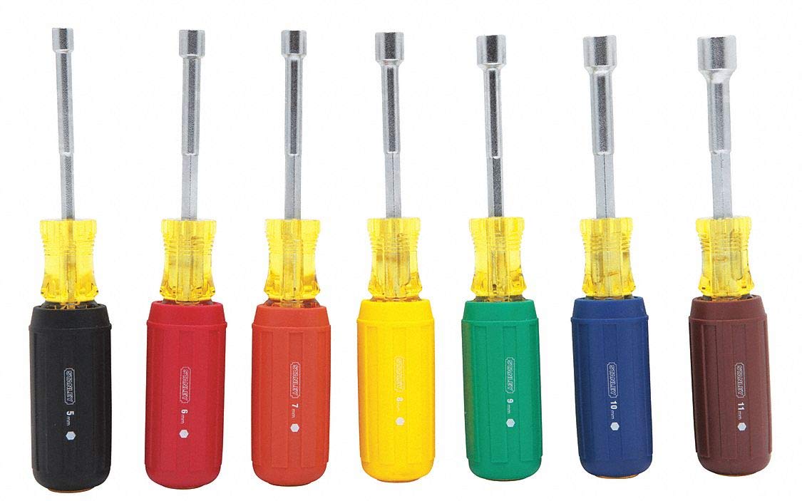 Nut Driver Set, 7 Pieces, Metric, Solid