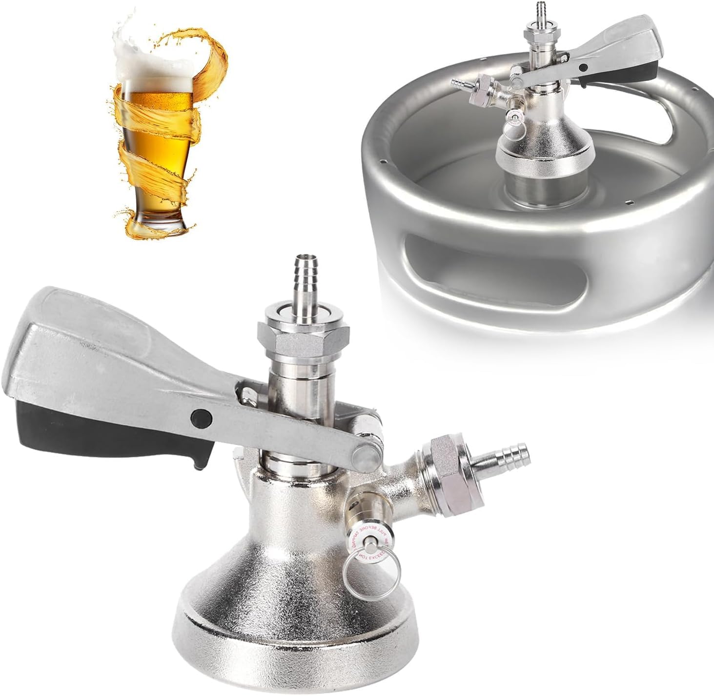 G Type Keg Coupler - Stainless Steel G Type Keg Coupler Beer Dispenser Connector Dispensing Equipment for Home Brewing