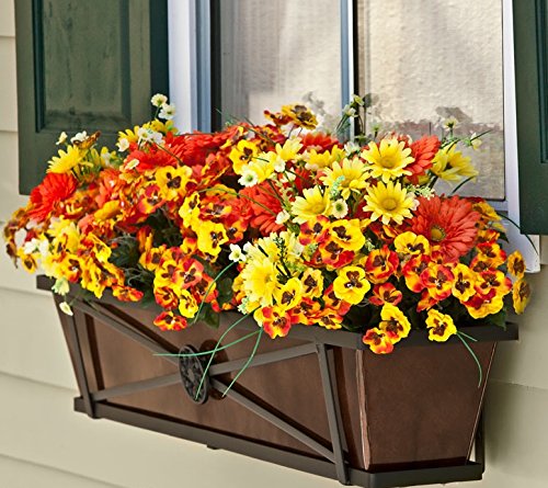 24in. The Medallion Tapered Iron Window Box with Oil-Rubbed Bronze Metal Liner