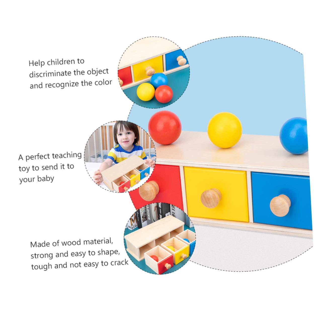 Hohopeti Giocattolo Educativo per Anni Round-Ball Drawer in Materiale Sicuro Aiuto Didattico per Riconoscimento Colori e Oggetti Gioco Genitore-Figlio per Apprendimento Precoce