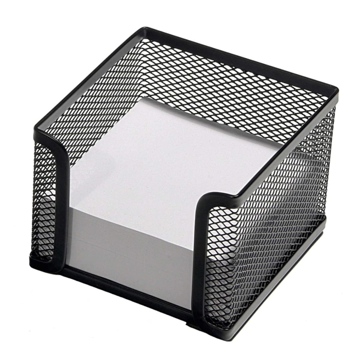 Tofficu Metal Mesh Note Holder, 10.00X10.00X10.50 cm Wiremesh Memo Pad Holder, Desktop, SquareMesh Organizer for and Memo Pads Compact Desk Accessory for Home Office Study (Black)